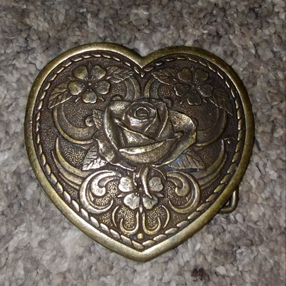 Vintage Heart Shape Brass Belt Buckle